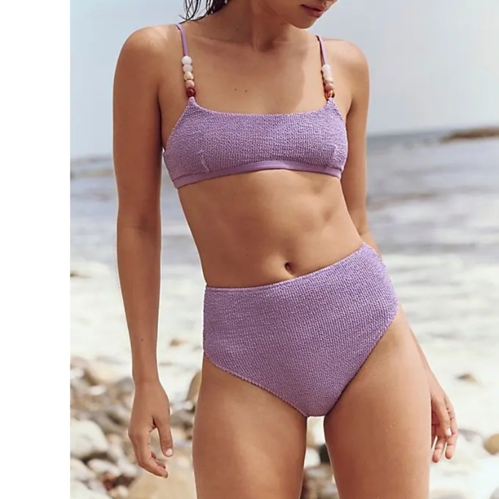 It’s Now Cool Purple Textured Bikini Top